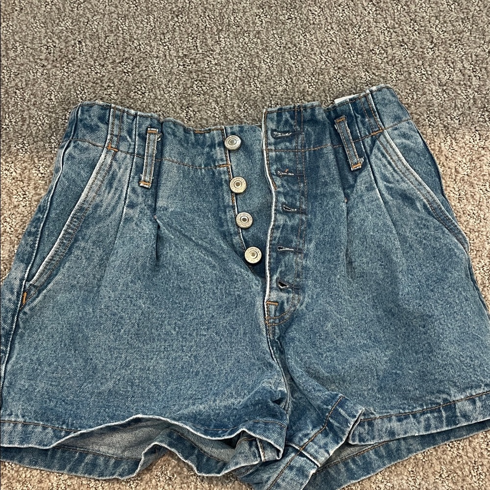 Abercrombie & Fitch High Waist Blue Denim Shorts